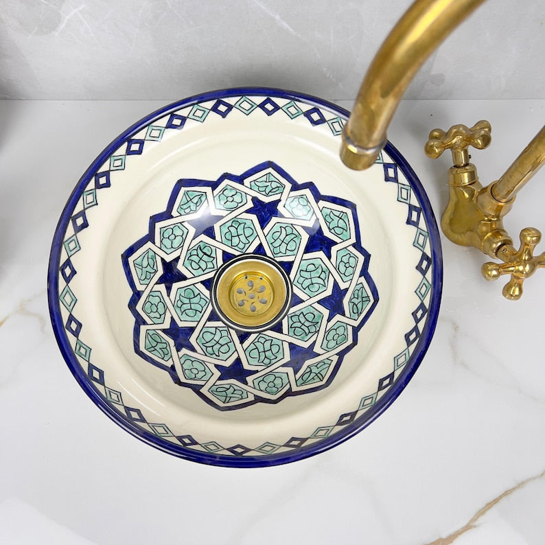 Marokkanisches Keramikwaschbecken im orientalischen Stil #283