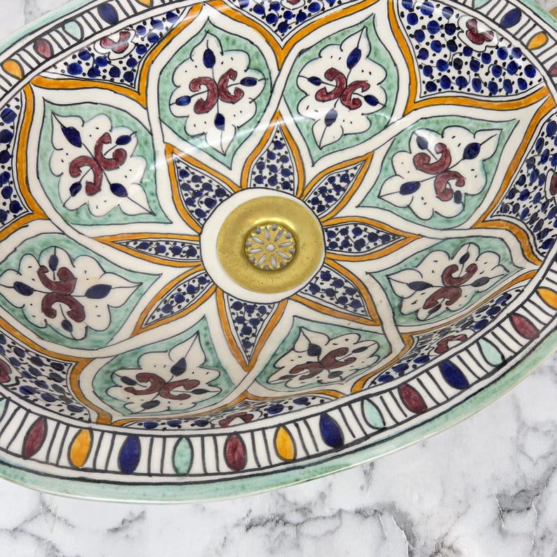Marokkanisches ovales Keramikwaschbecken im orientalischen Stil #204