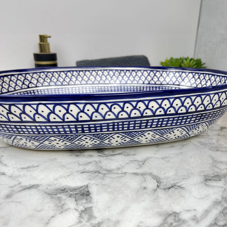 Marokkanisches ovales Keramikwaschbecken im orientalischen Stil #205