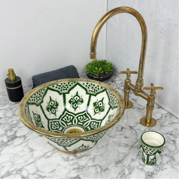 Moroccan Sink with brass rim #55J