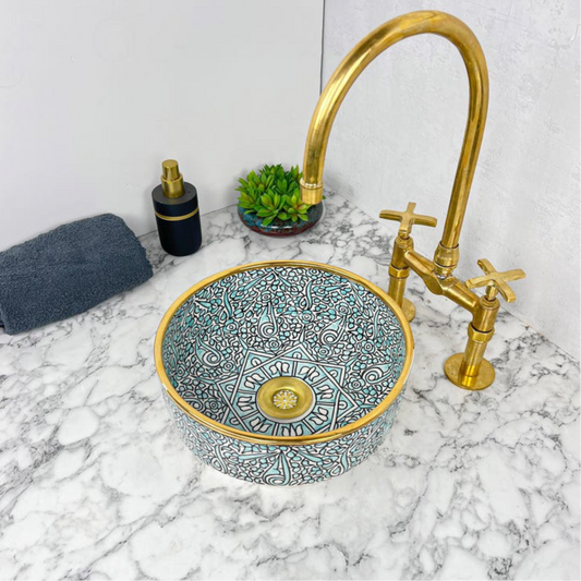Royal Moroccan Sink - 14k golden rim #53V