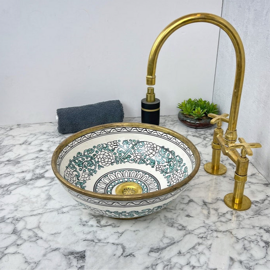 Moroccan Sink with brass rim #156