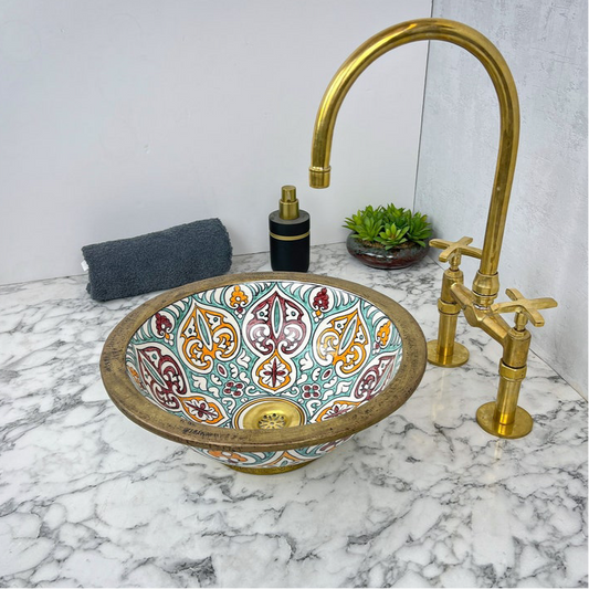 Moroccan Sink with brass rim #154