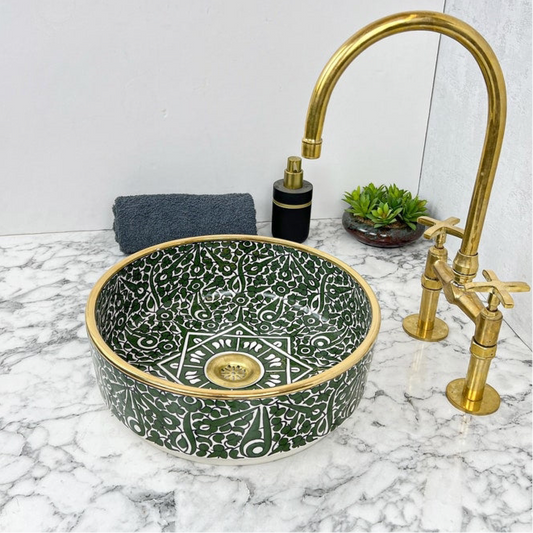 Royal Moroccan Sink - 14k golden rim #53G