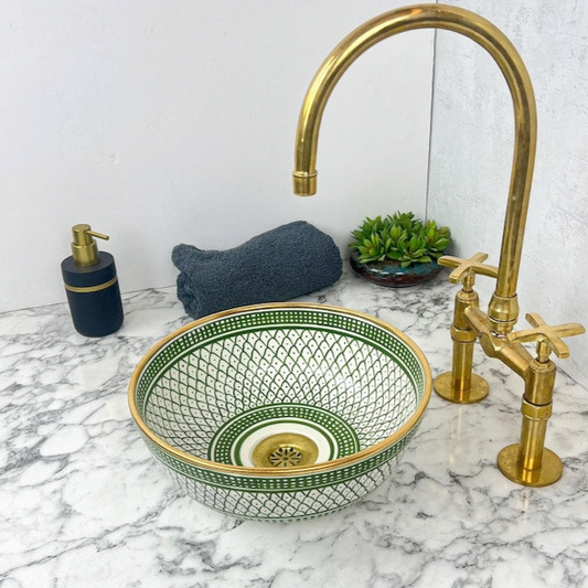 Royal Moroccan Sink - 14k golden rim #53K