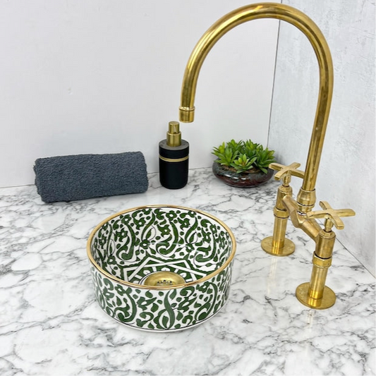 Royal Moroccan Sink - 14k golden rim #53J