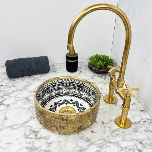 Moroccan Sink with brass rim #55C