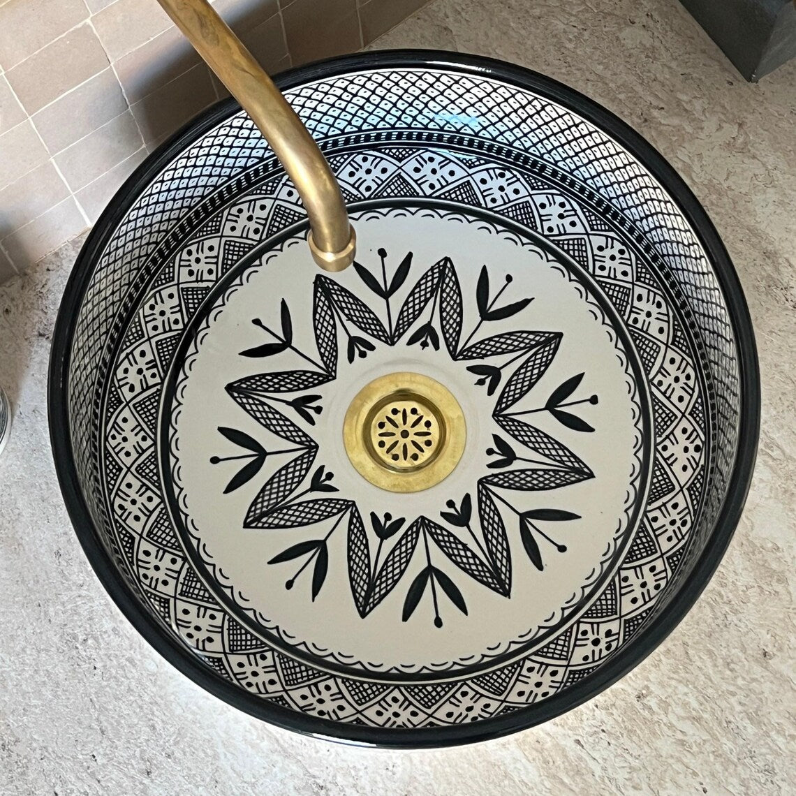 Marokkanisches Keramikwaschbecken im orientalischen Stil #37 