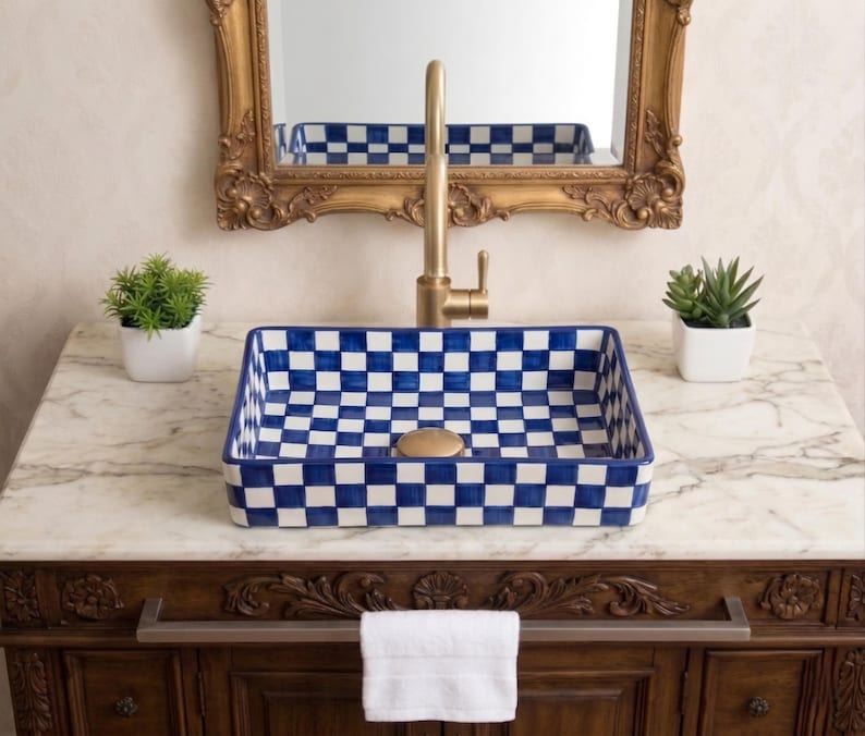 Vasque Marocaine Rectangulaire en céramique de style oriental #363