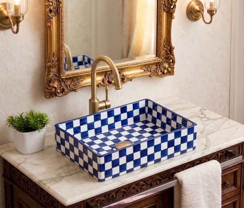 Vasque Marocaine Rectangulaire en céramique de style oriental #363