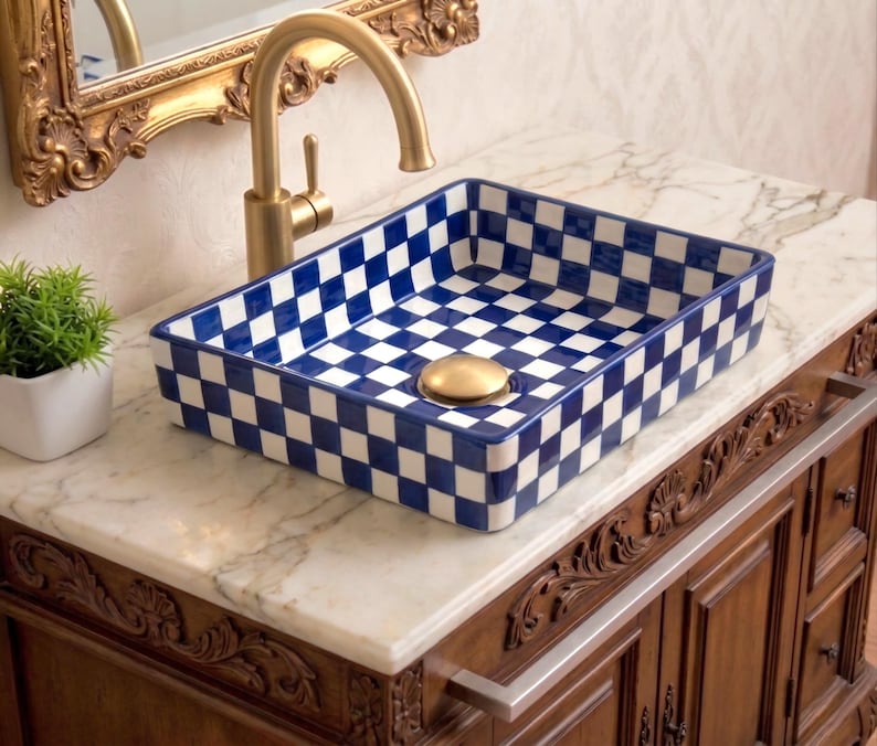 Vasque Marocaine Rectangulaire en céramique de style oriental #363
