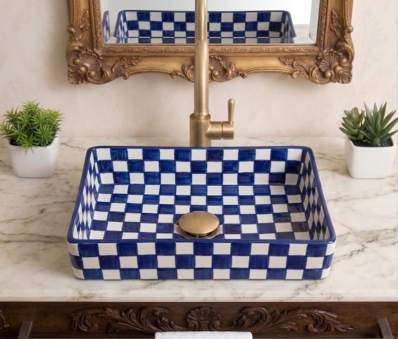 Vasque Marocaine Rectangulaire en céramique de style oriental #363
