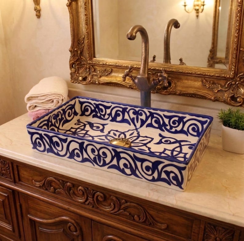 Vasque Marocaine Rectangulaire en céramique de style oriental #357