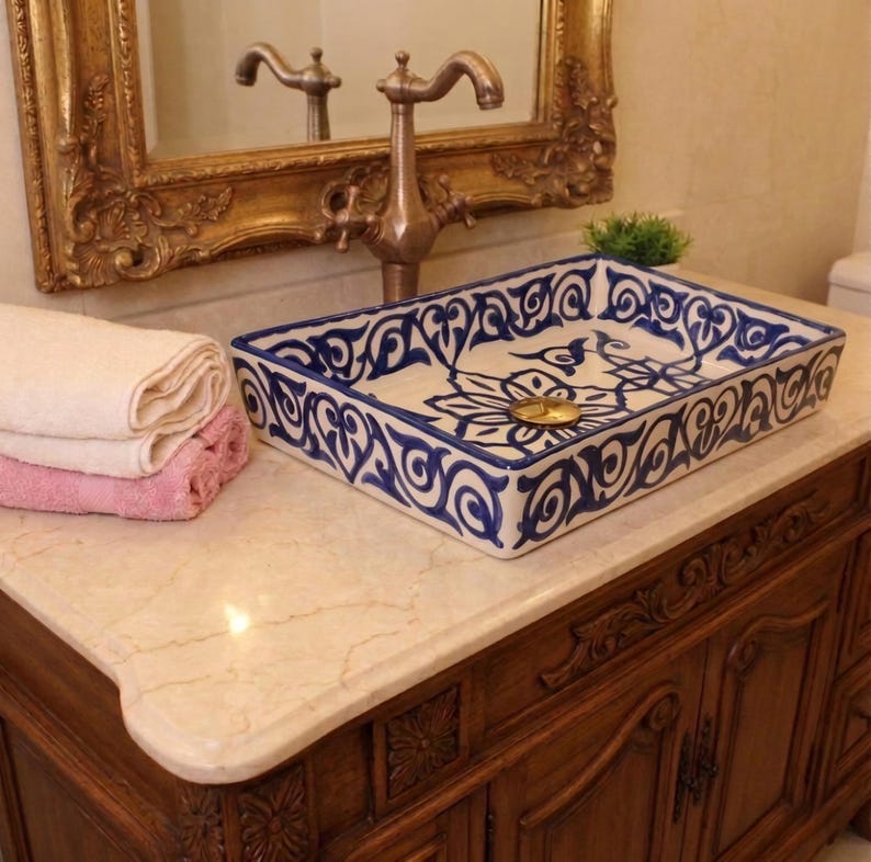 Vasque Marocaine Rectangulaire en céramique de style oriental #357