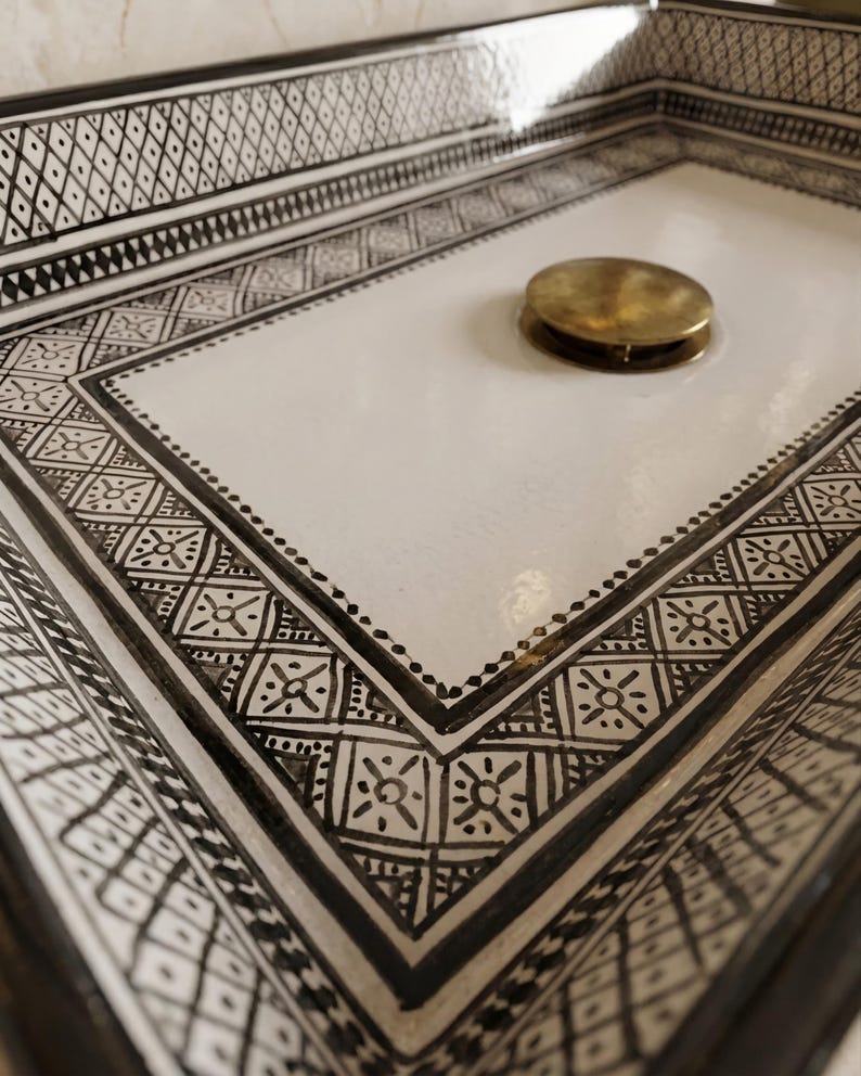 Vasque Marocaine Rectangulaire en céramique de style oriental #358