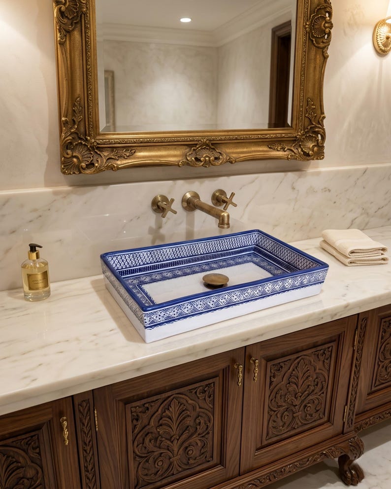 Marokkanisches Keramikwaschbecken im orientalischen Stil #359