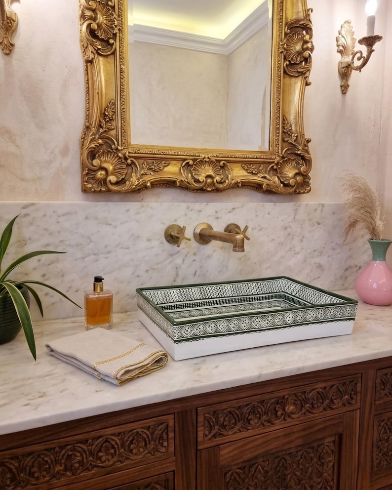 Vasque Marocaine Rectangulaire en céramique de style oriental #360