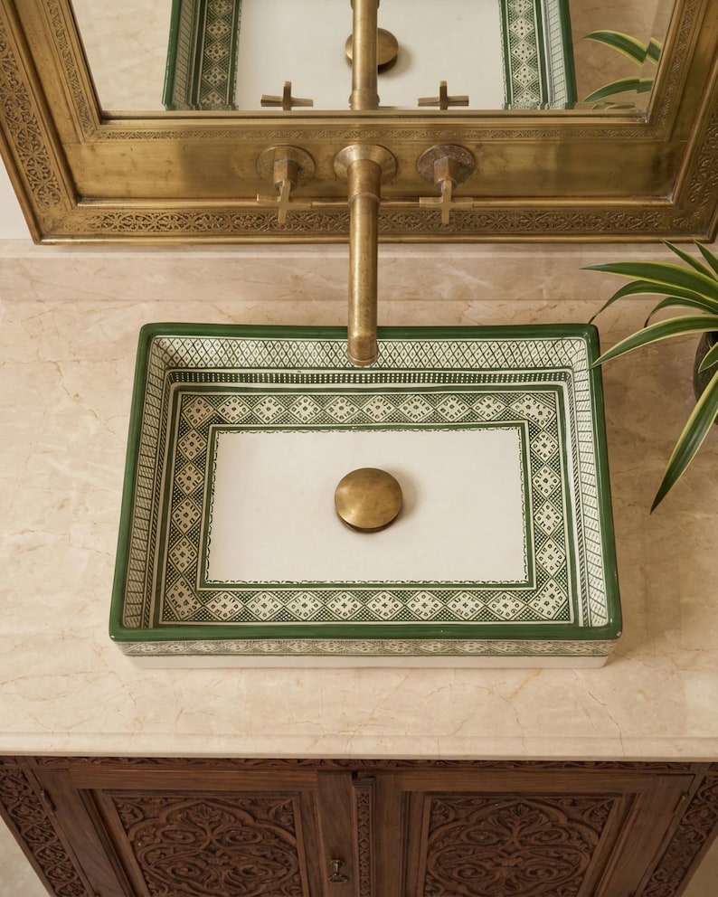 Vasque Marocaine Rectangulaire en céramique de style oriental #360