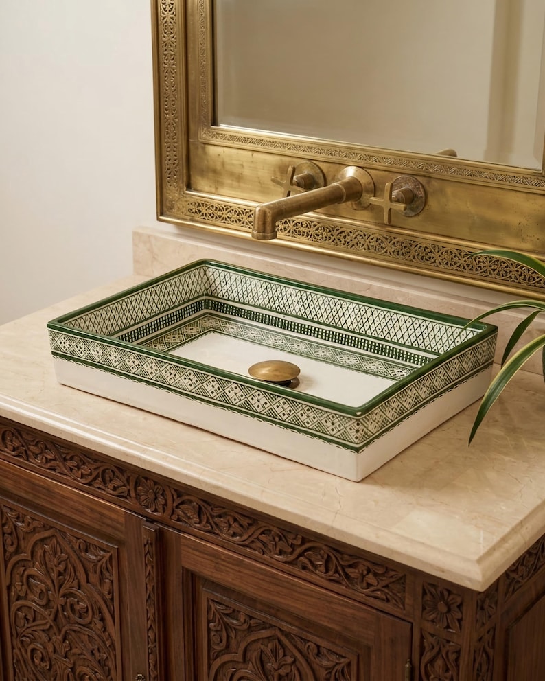Vasque Marocaine Rectangulaire en céramique de style oriental #360