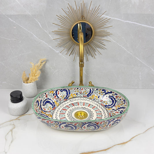 Vasque Marocaine Ovale en céramique de style oriental #313