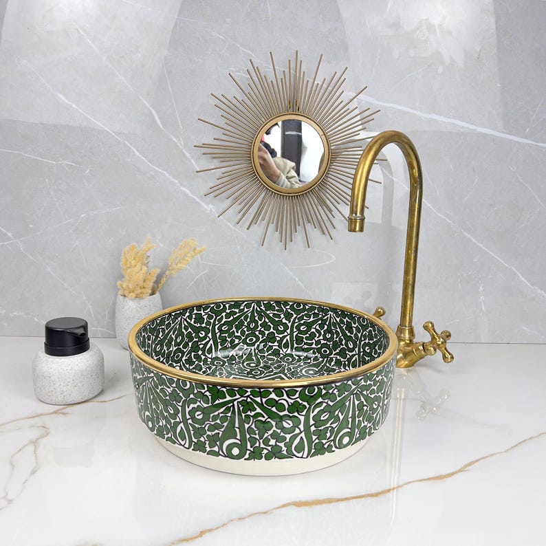 Königliches marokkanisches Becken – 14 Karat Goldrand Nr. 215