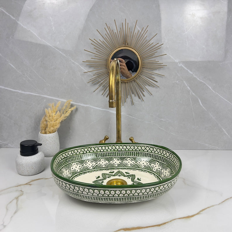 Marokkanisches ovales Keramikwaschbecken im orientalischen Stil #315