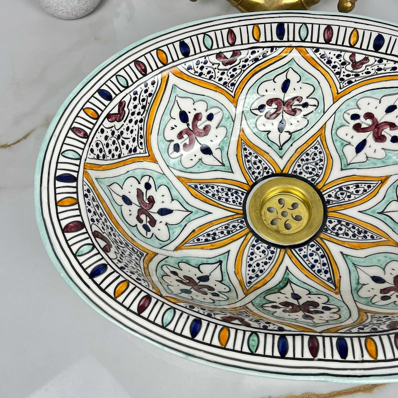 Vasque Marocaine Ovale en céramique de style oriental #316