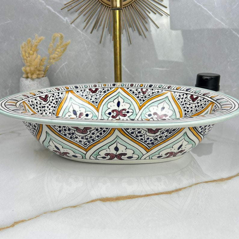 Vasque Marocaine Ovale en céramique de style oriental #316