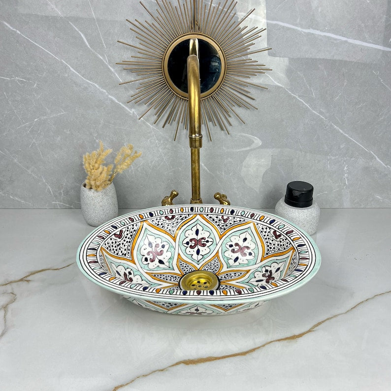Vasque Marocaine Ovale en céramique de style oriental #316