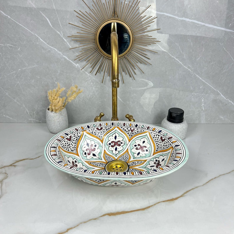 Vasque Marocaine Ovale en céramique de style oriental #316
