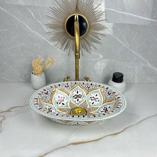 Vasque Marocaine Ovale en céramique de style oriental #316