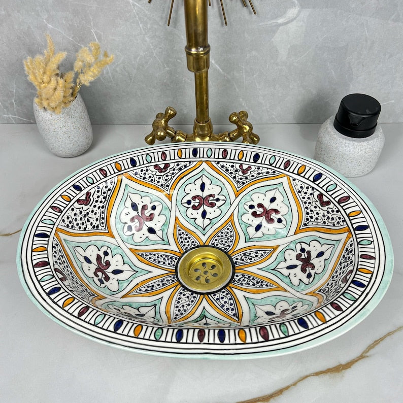 Vasque Marocaine Ovale en céramique de style oriental #316