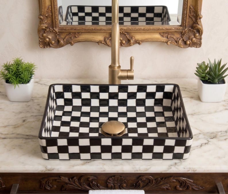 Vasque Marocaine Rectangulaire en céramique de style oriental #364
