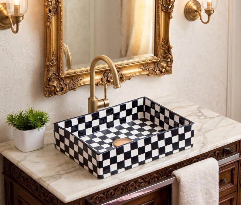 Vasque Marocaine Rectangulaire en céramique de style oriental #364