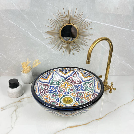 Marokkanisches Keramikwaschbecken im orientalischen Stil #270
