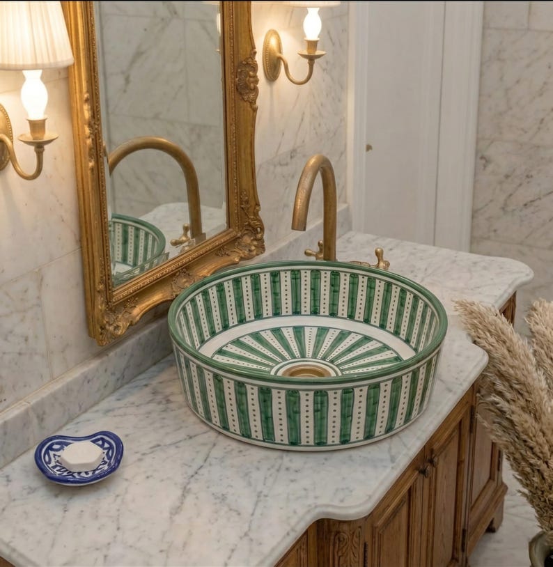 Marokkanisches Keramikwaschbecken im orientalischen Stil #340