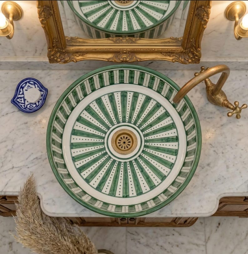 Marokkanisches Keramikwaschbecken im orientalischen Stil #340