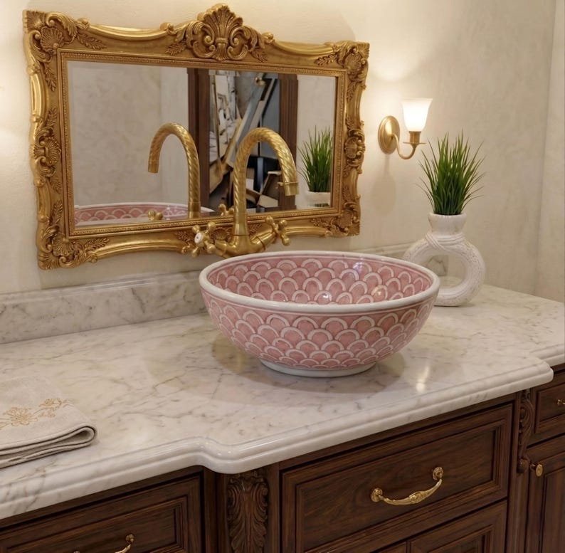 Marokkanisches Keramikwaschbecken im orientalischen Stil #344