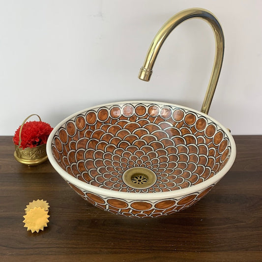 Vasque Marocaine en Argile Blanche Style Oriental Peinte à la Main 500