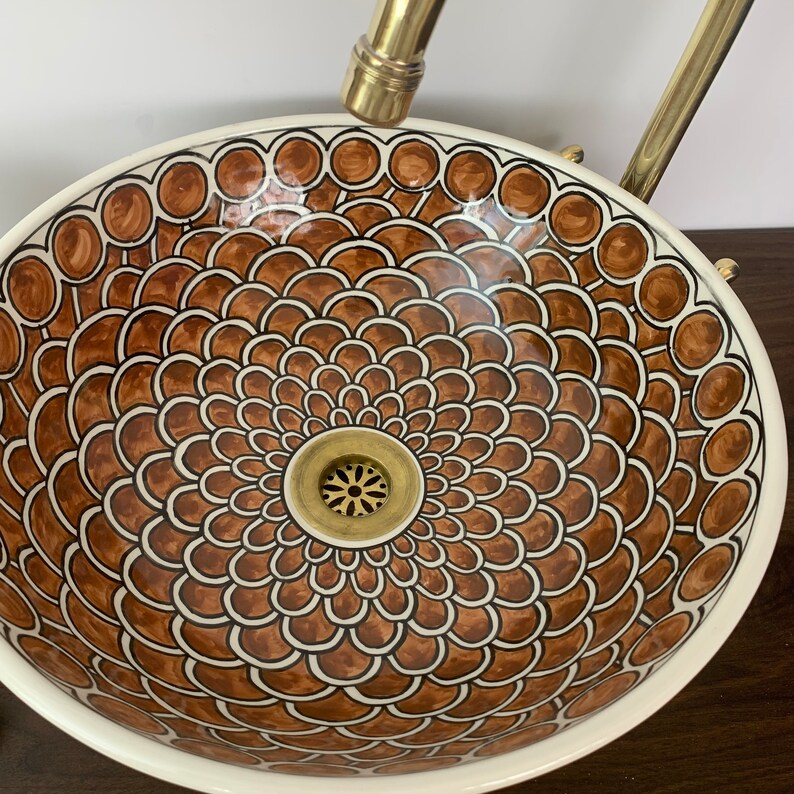 Vasque Marocaine en Argile Blanche Style Oriental Peinte à la Main 500