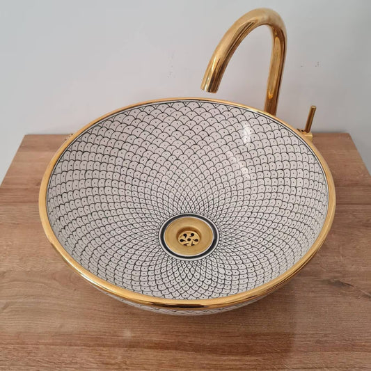 Vasque Marocaine Royale - Rebord doré 14k carats #335