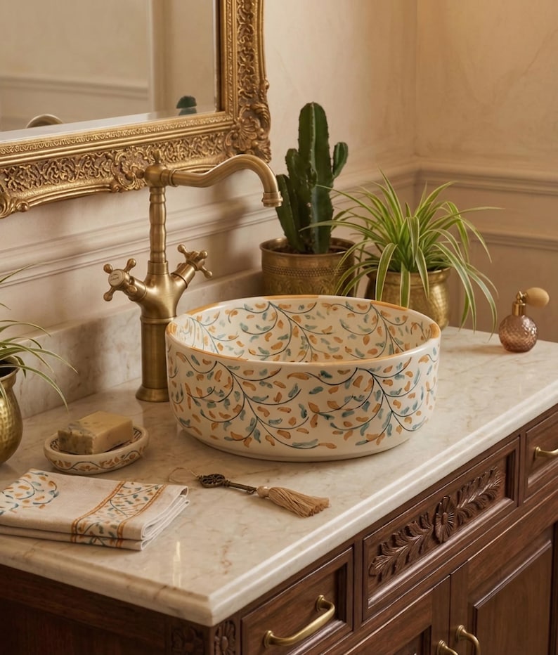 Marokkanisches Keramikwaschbecken im orientalischen Stil #345