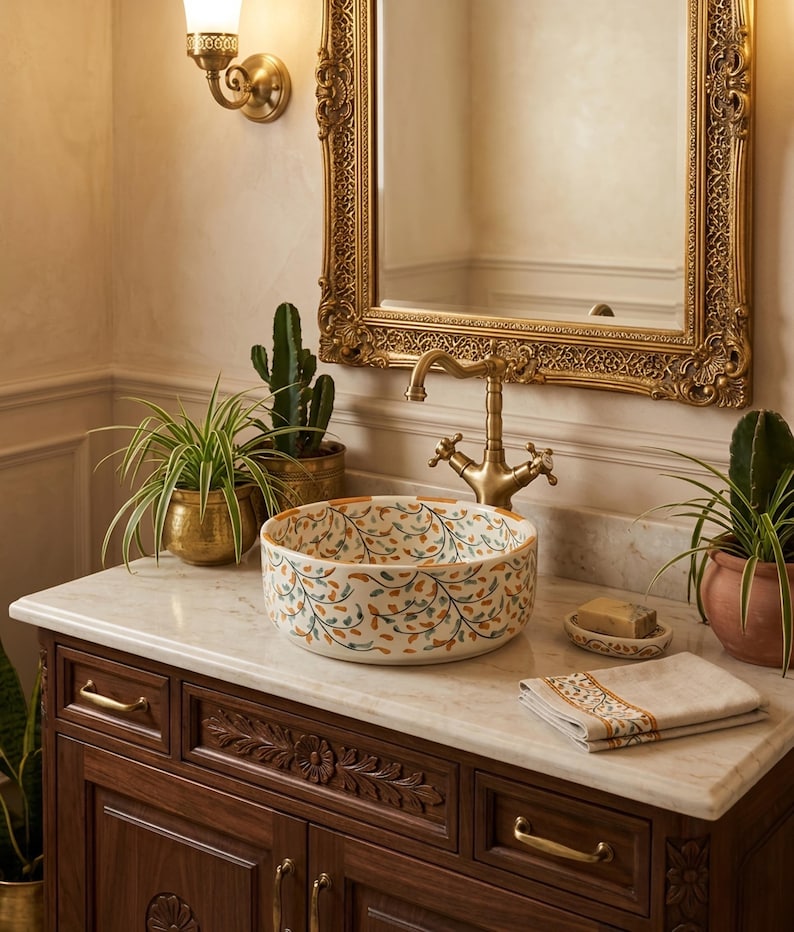 Marokkanisches Keramikwaschbecken im orientalischen Stil #345