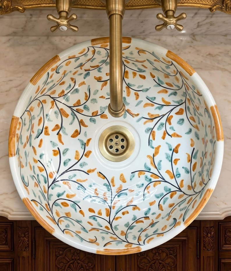 Marokkanisches Keramikwaschbecken im orientalischen Stil #345