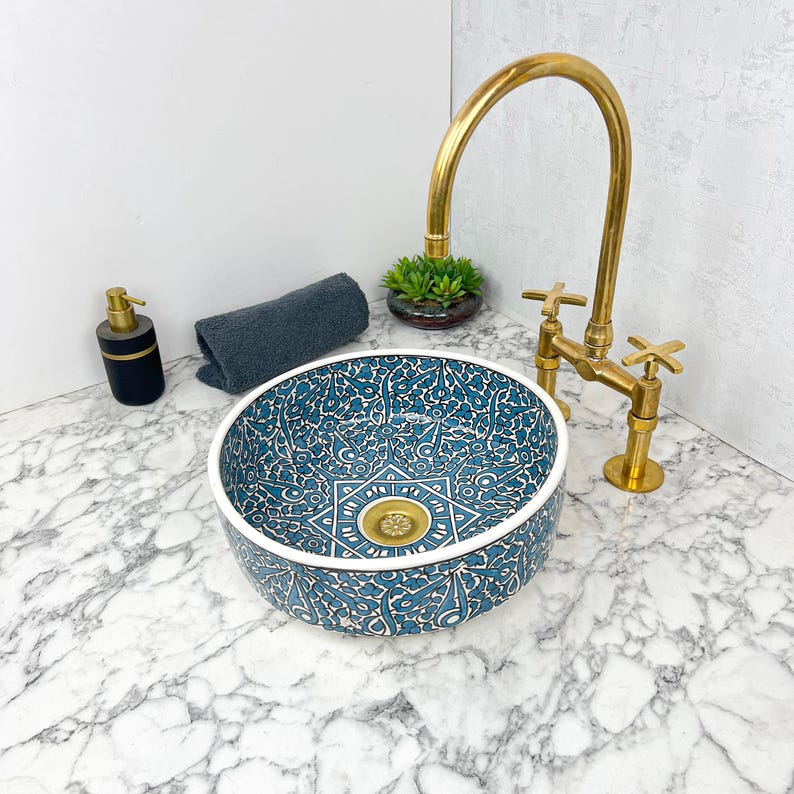 Marokkanisches Keramikwaschbecken im orientalischen Stil #142 