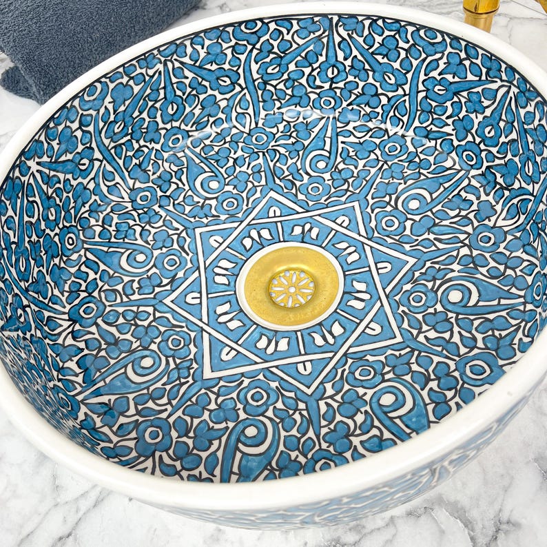 Marokkanisches Keramikwaschbecken im orientalischen Stil #142 