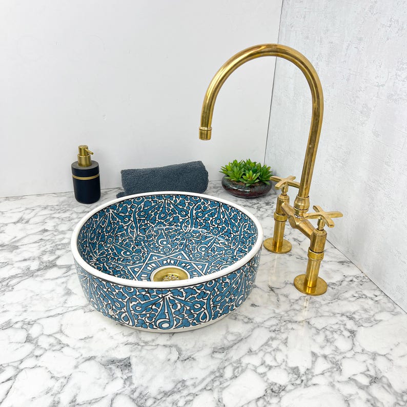Marokkanisches Keramikwaschbecken im orientalischen Stil #142 