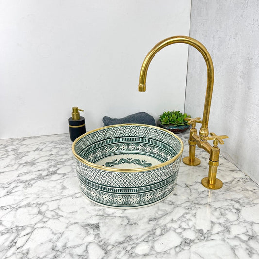 Royal Moroccan Sink - 14k golden rim #53S