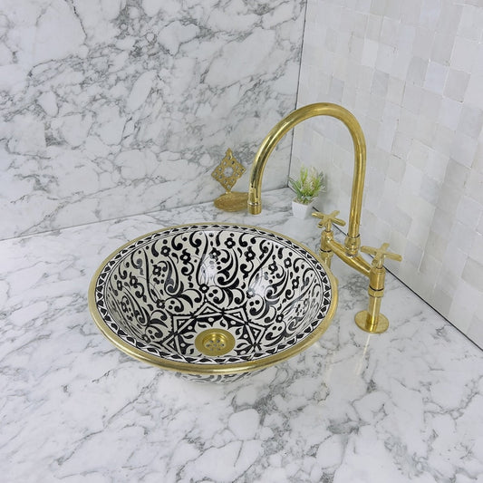 Moroccan Sink with brass rim #54B