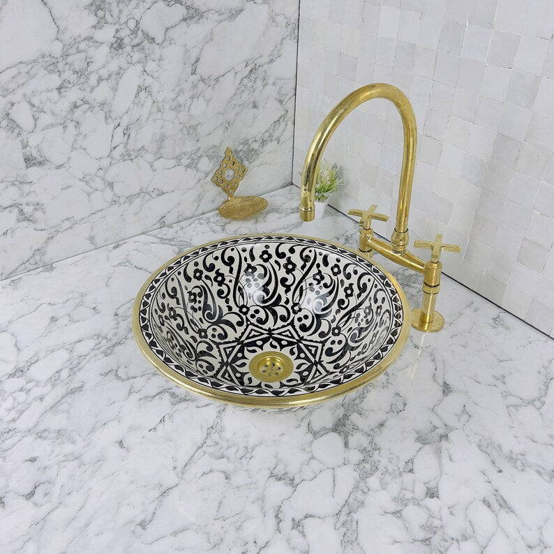 Moroccan Sink with brass rim #54B